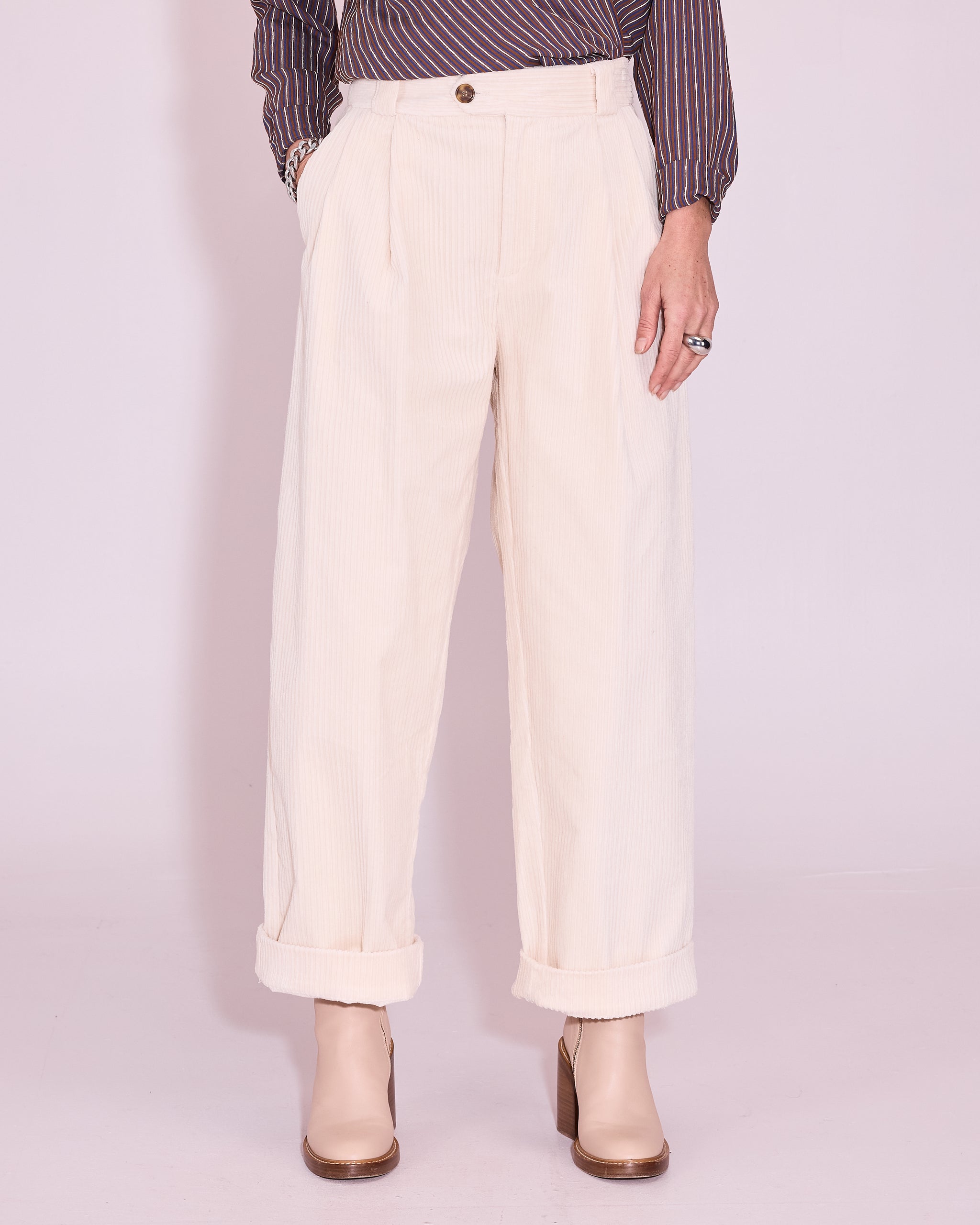 Justo broek in off-white heavy corduroy