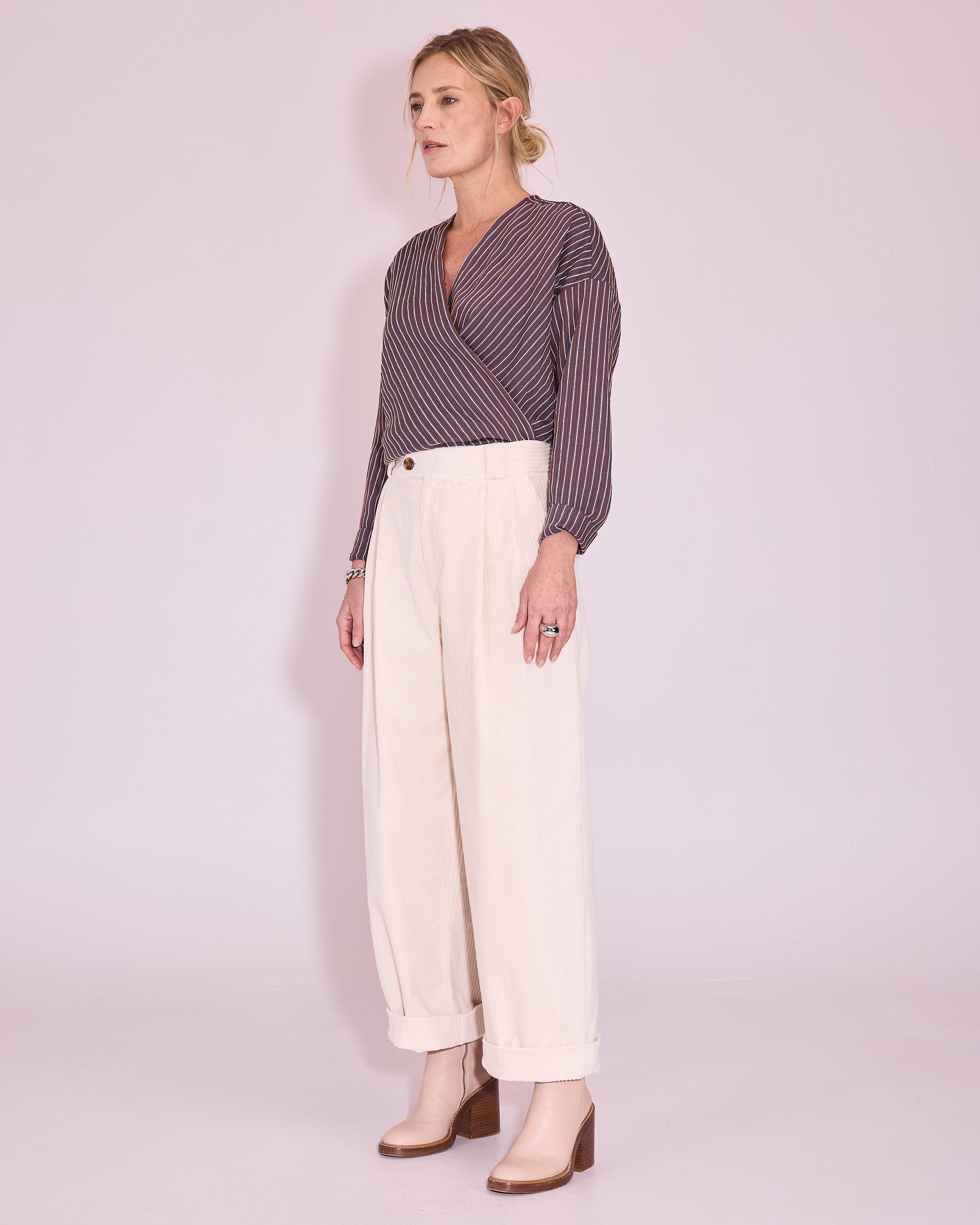 Justo broek in off-white heavy corduroy