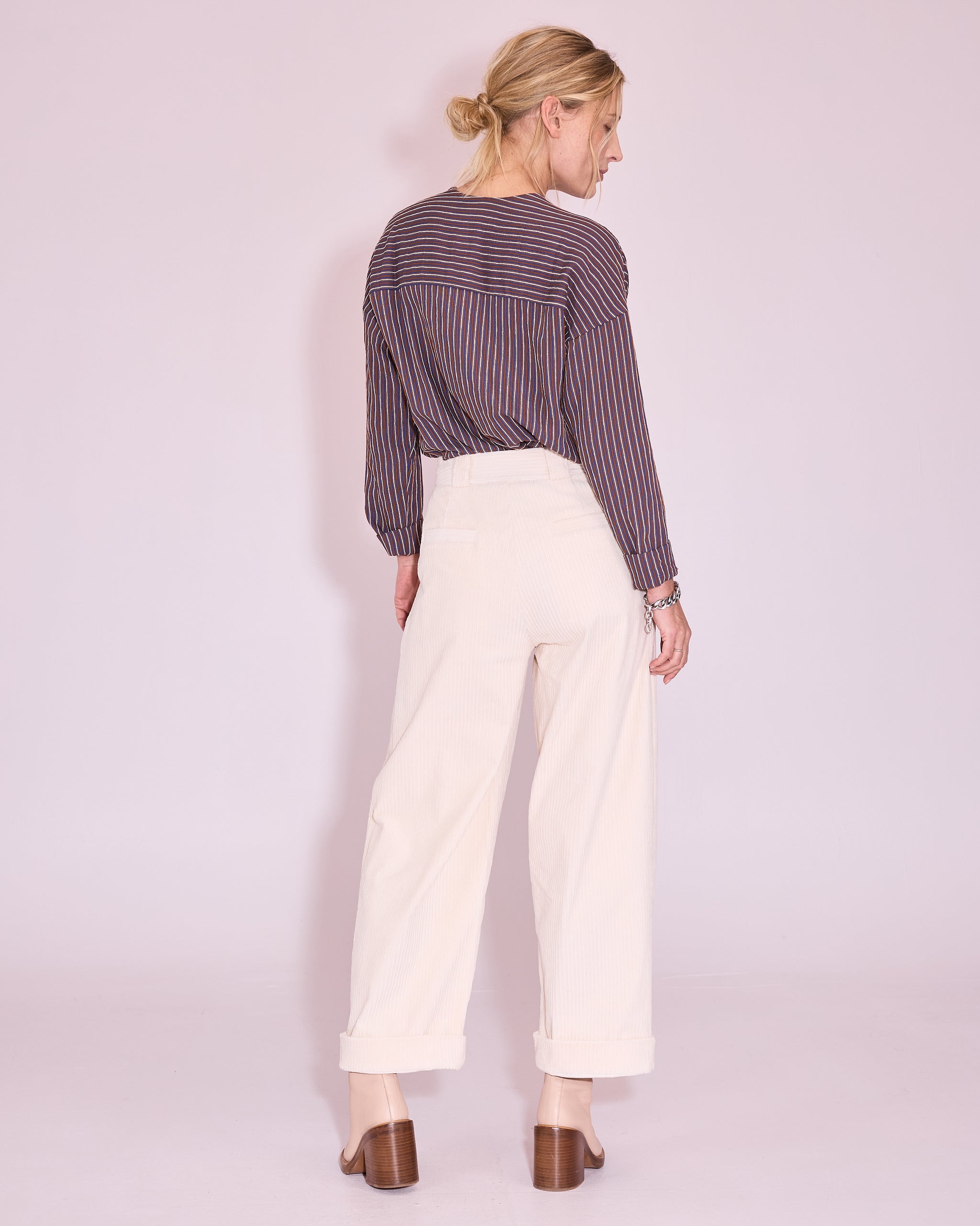 Justo broek in off-white heavy corduroy