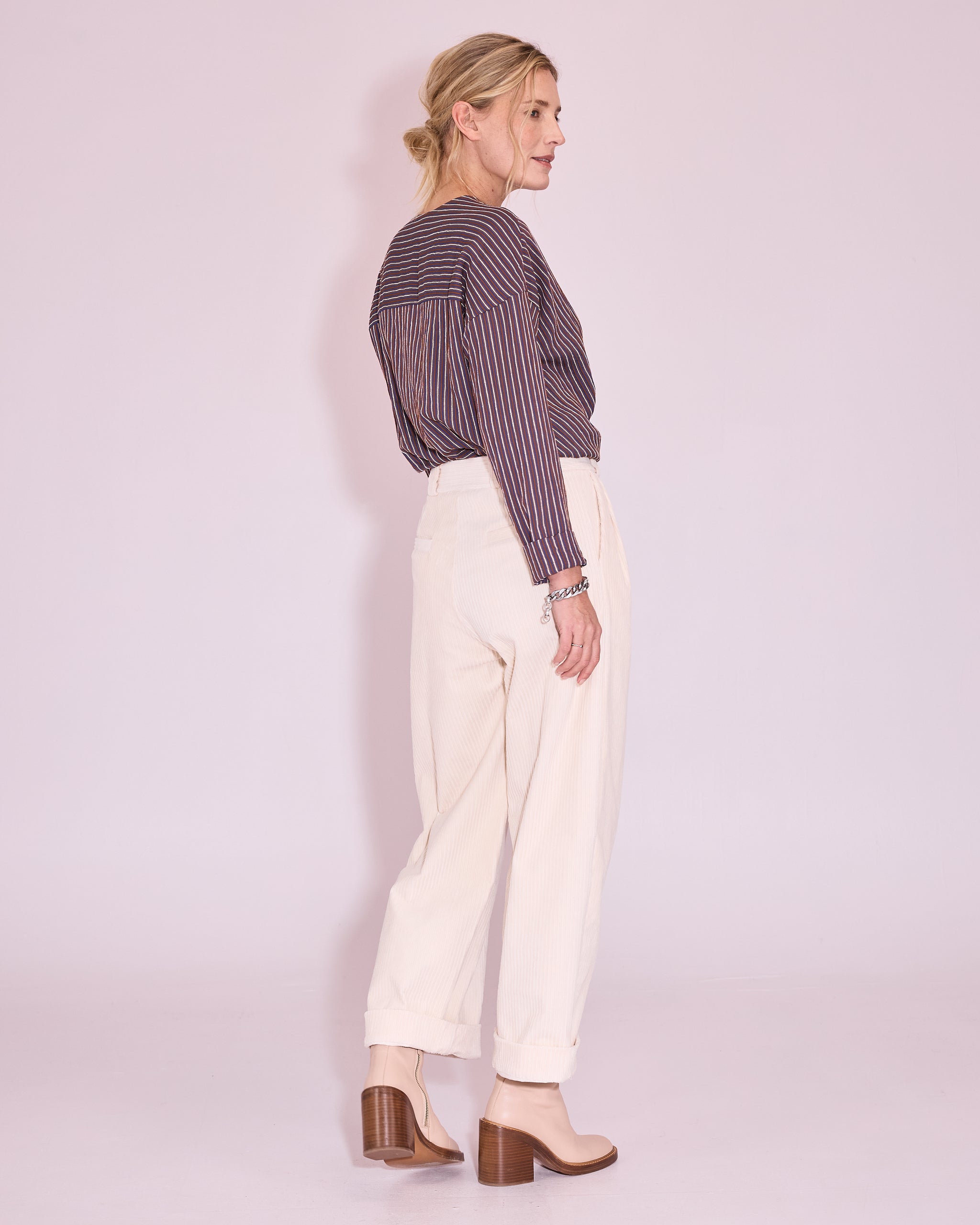 Justo broek in off-white heavy corduroy