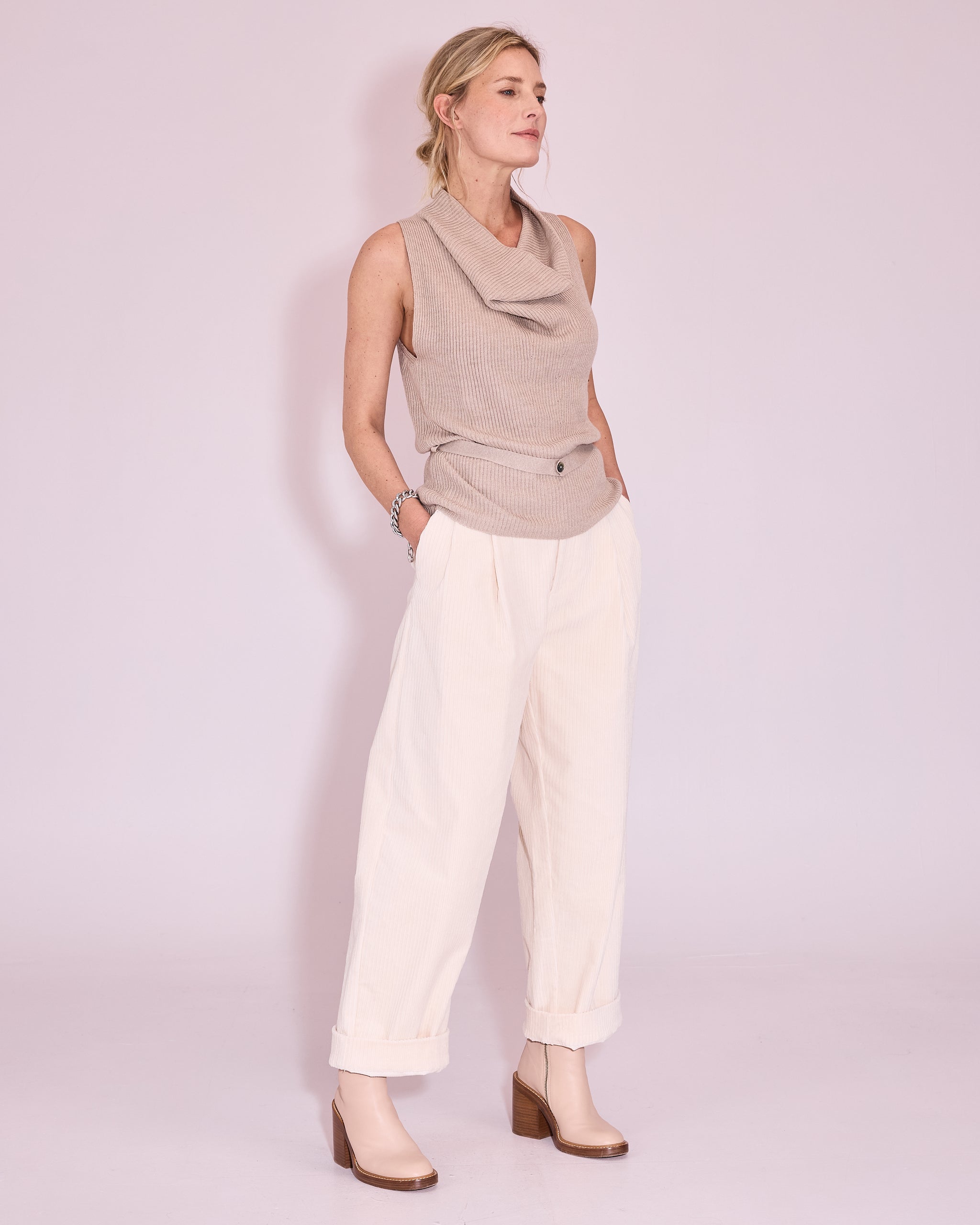 Justo broek in off-white heavy corduroy