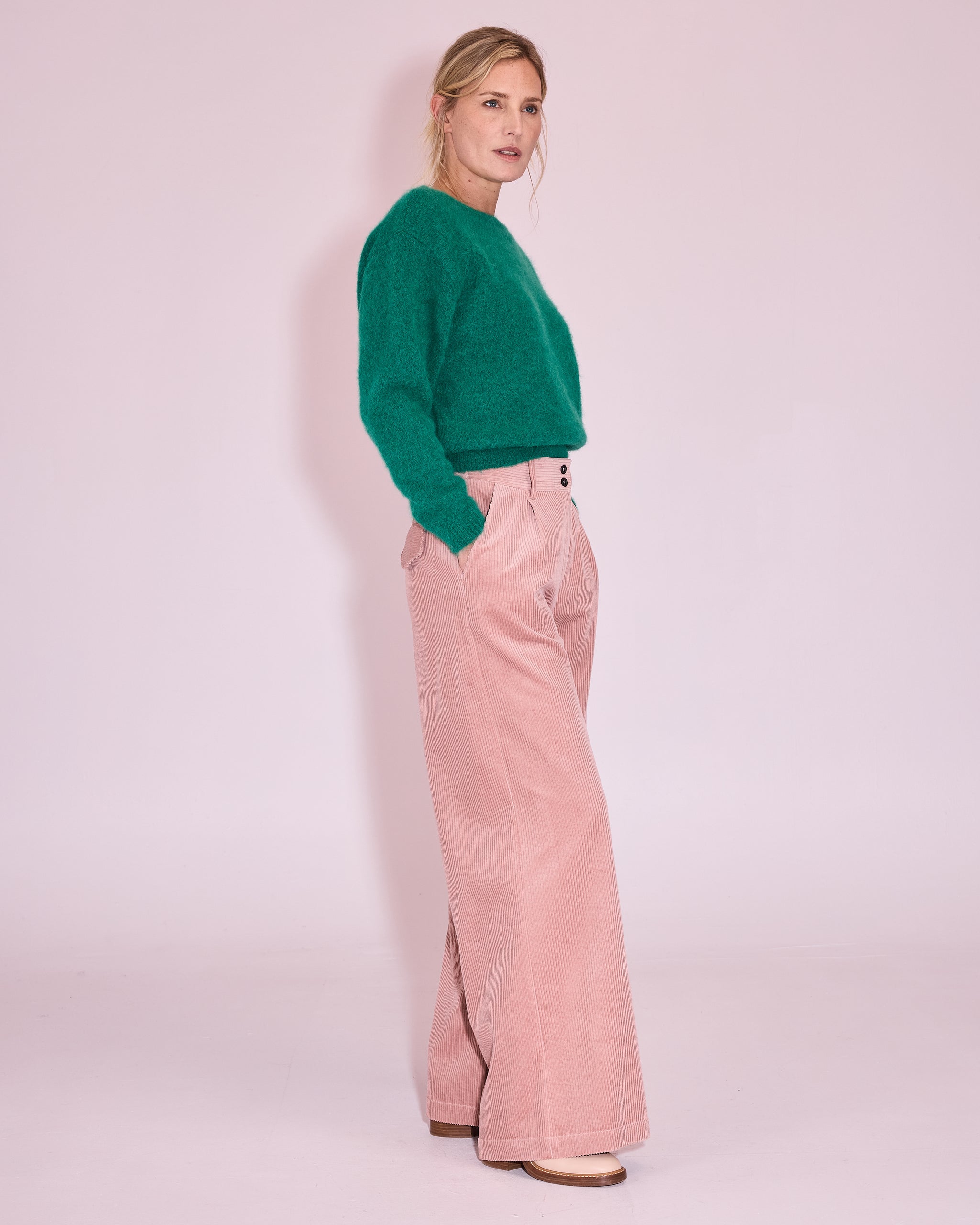 Edward broek in old rose corduroy