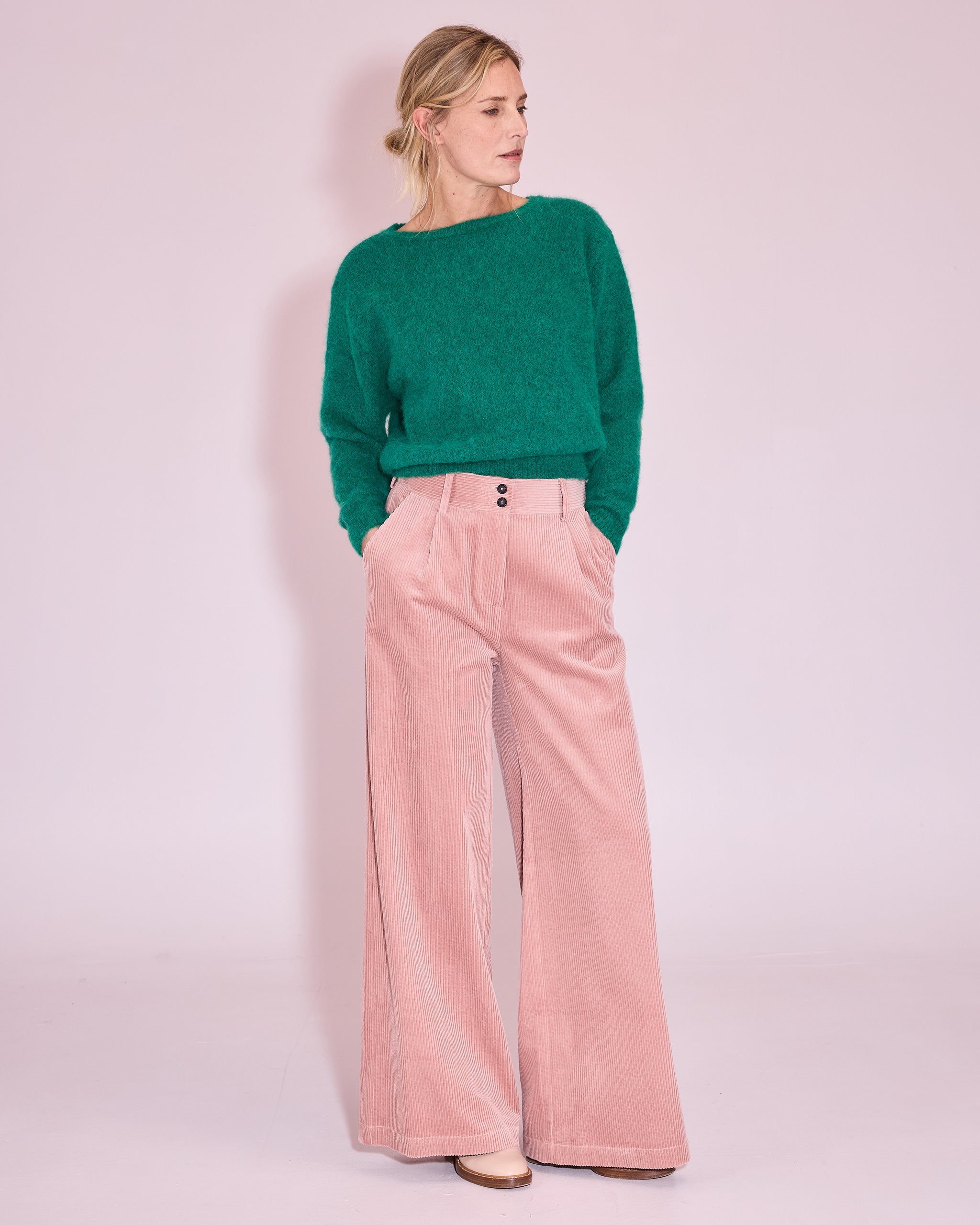 Edward broek in old rose corduroy
