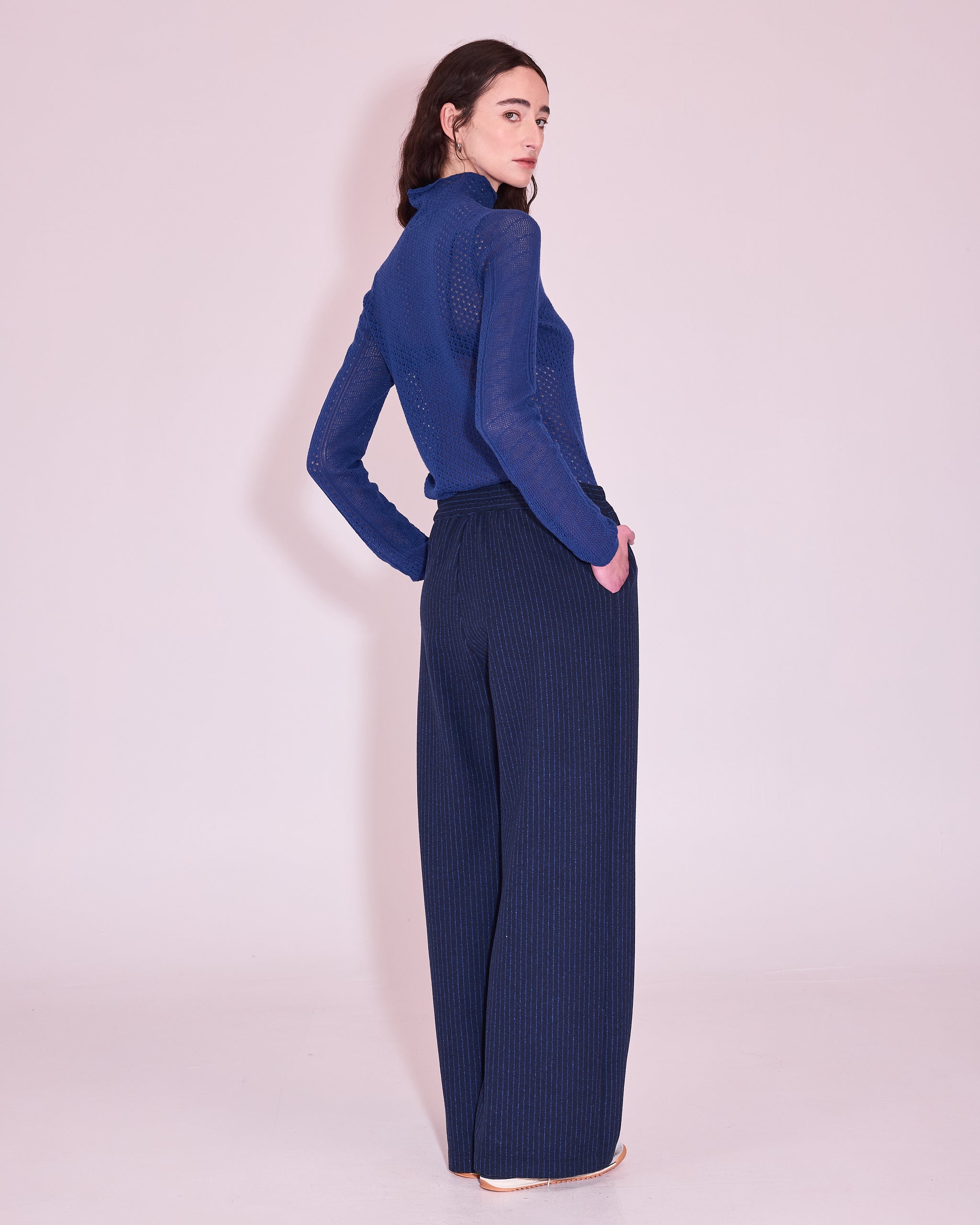 Gio broek in bright blue stripes