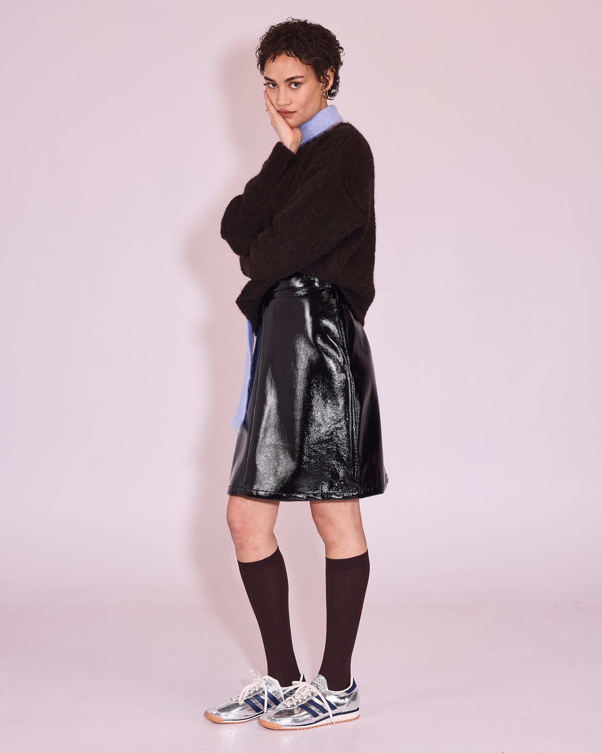 Jetty rok in black faux leather