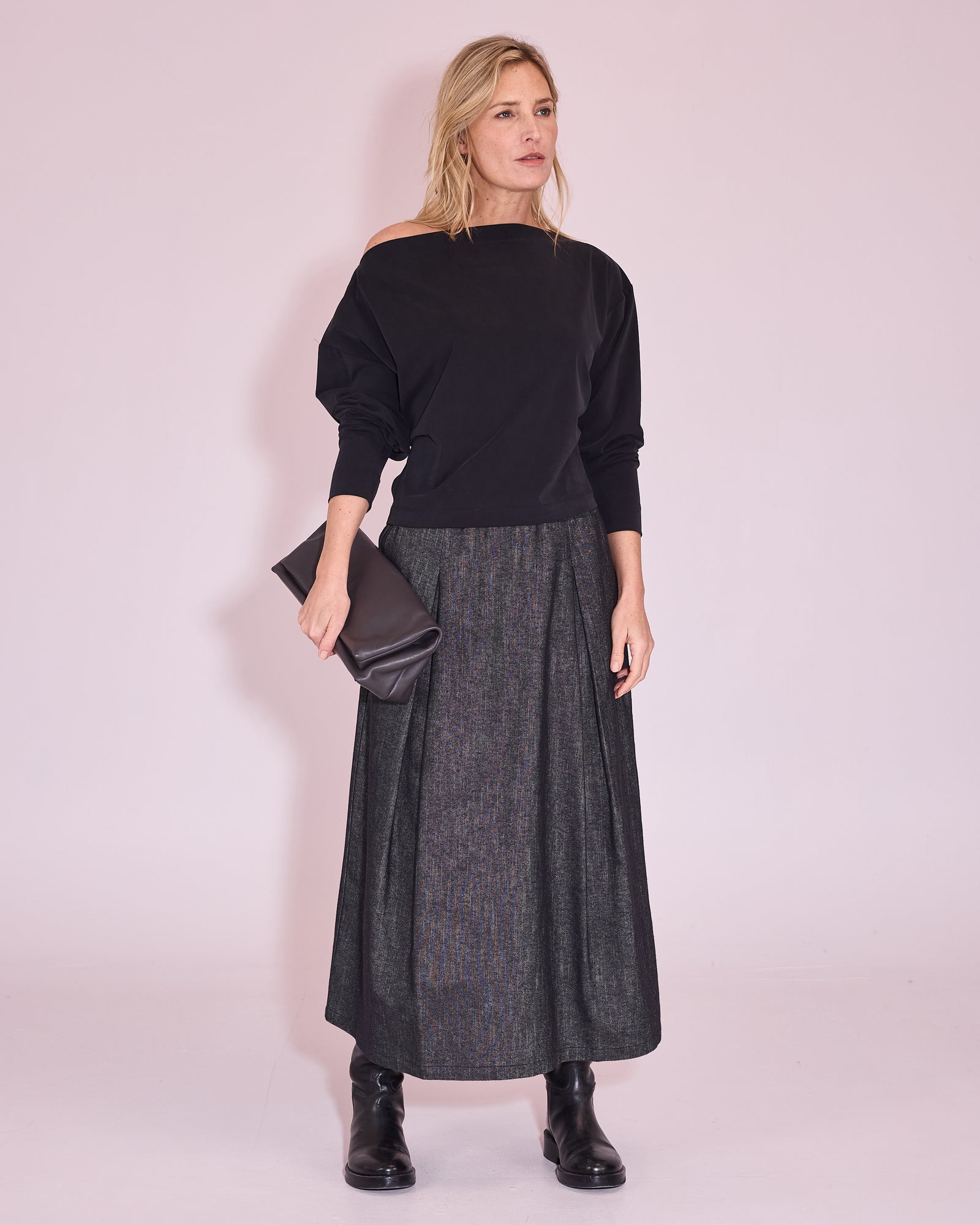 Joplin skirt in anthracite gabardine