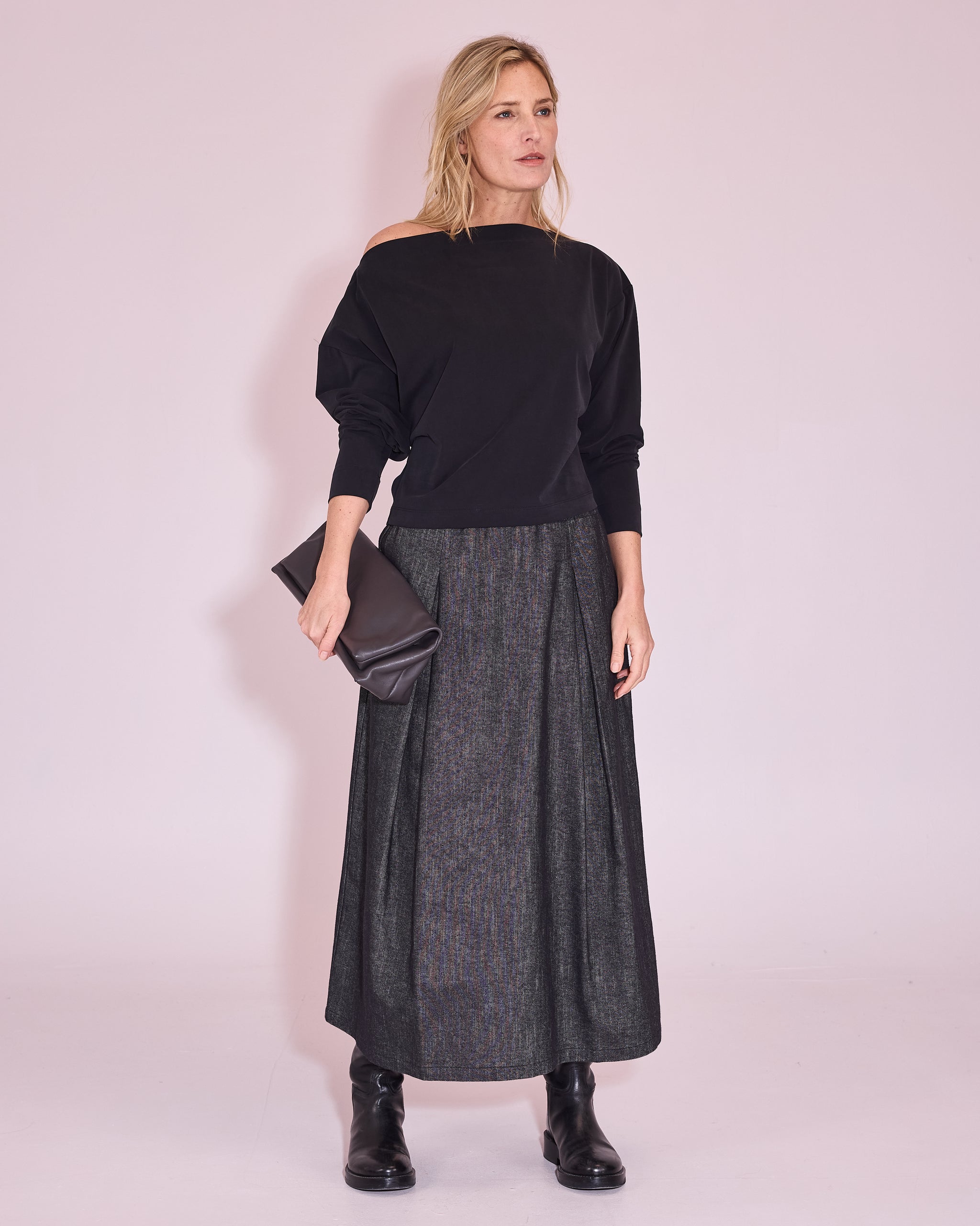 Joplin skirt in anthracite gabardine