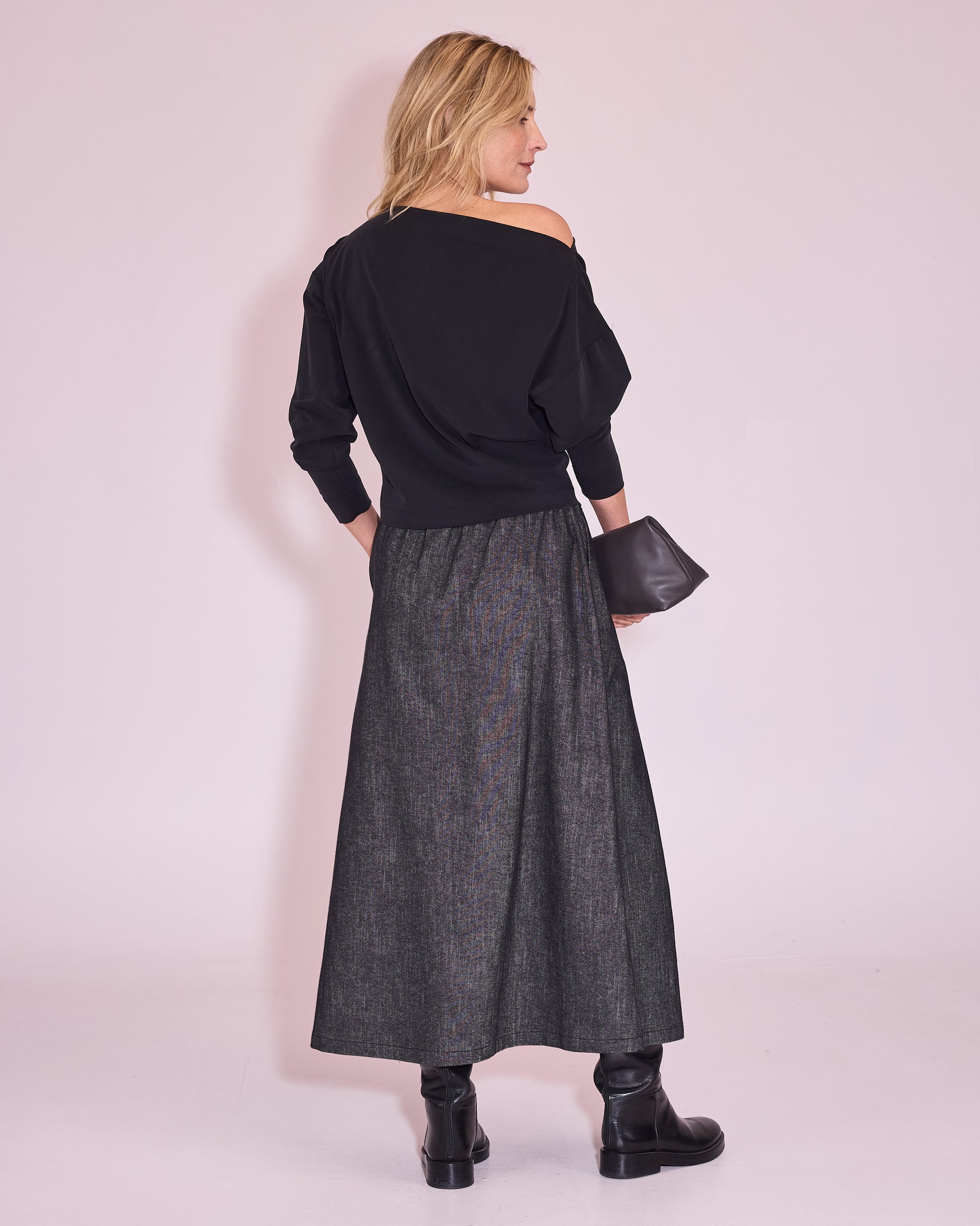 Joplin skirt in anthracite gabardine