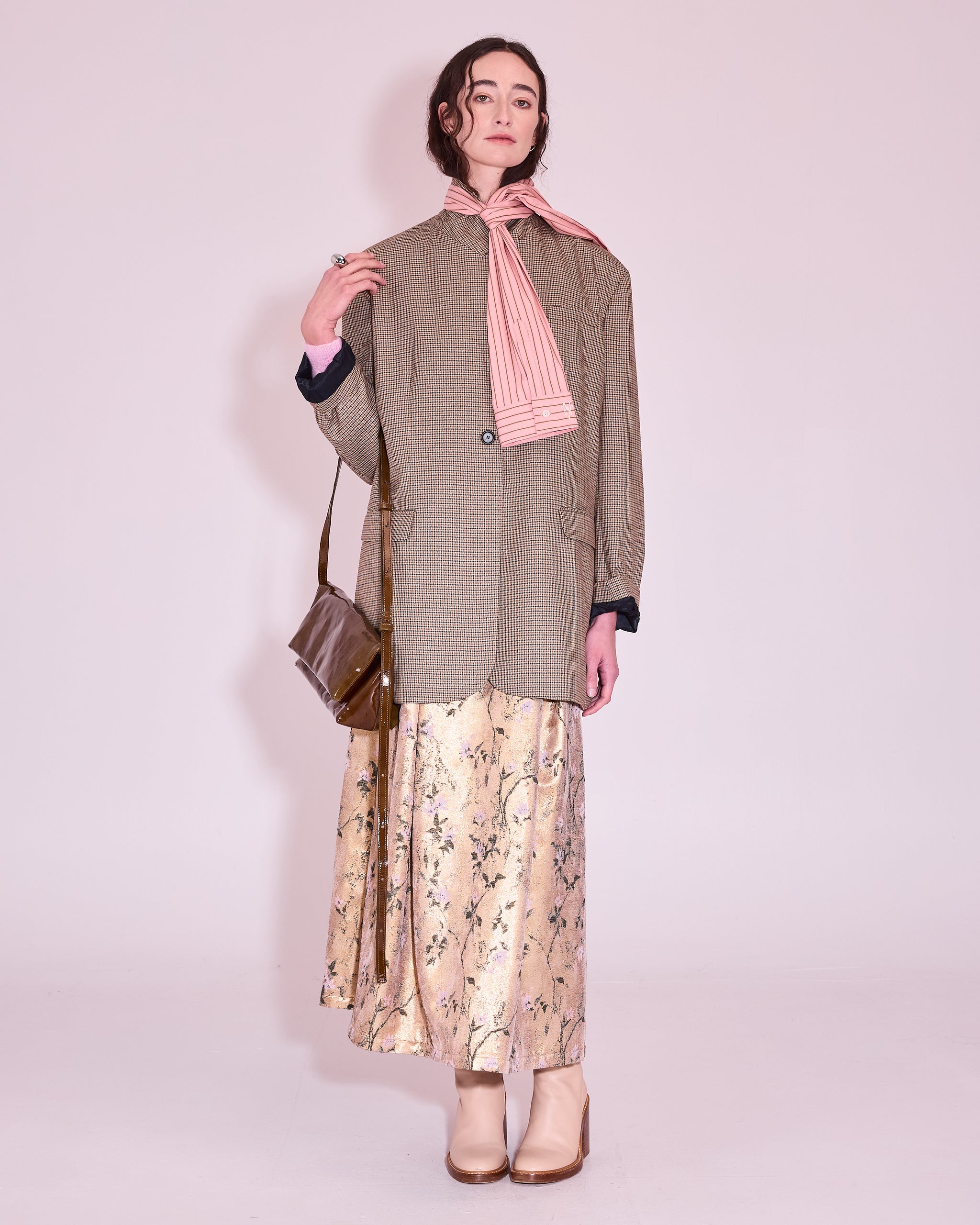 Joplin skirt in gold floral jacquard