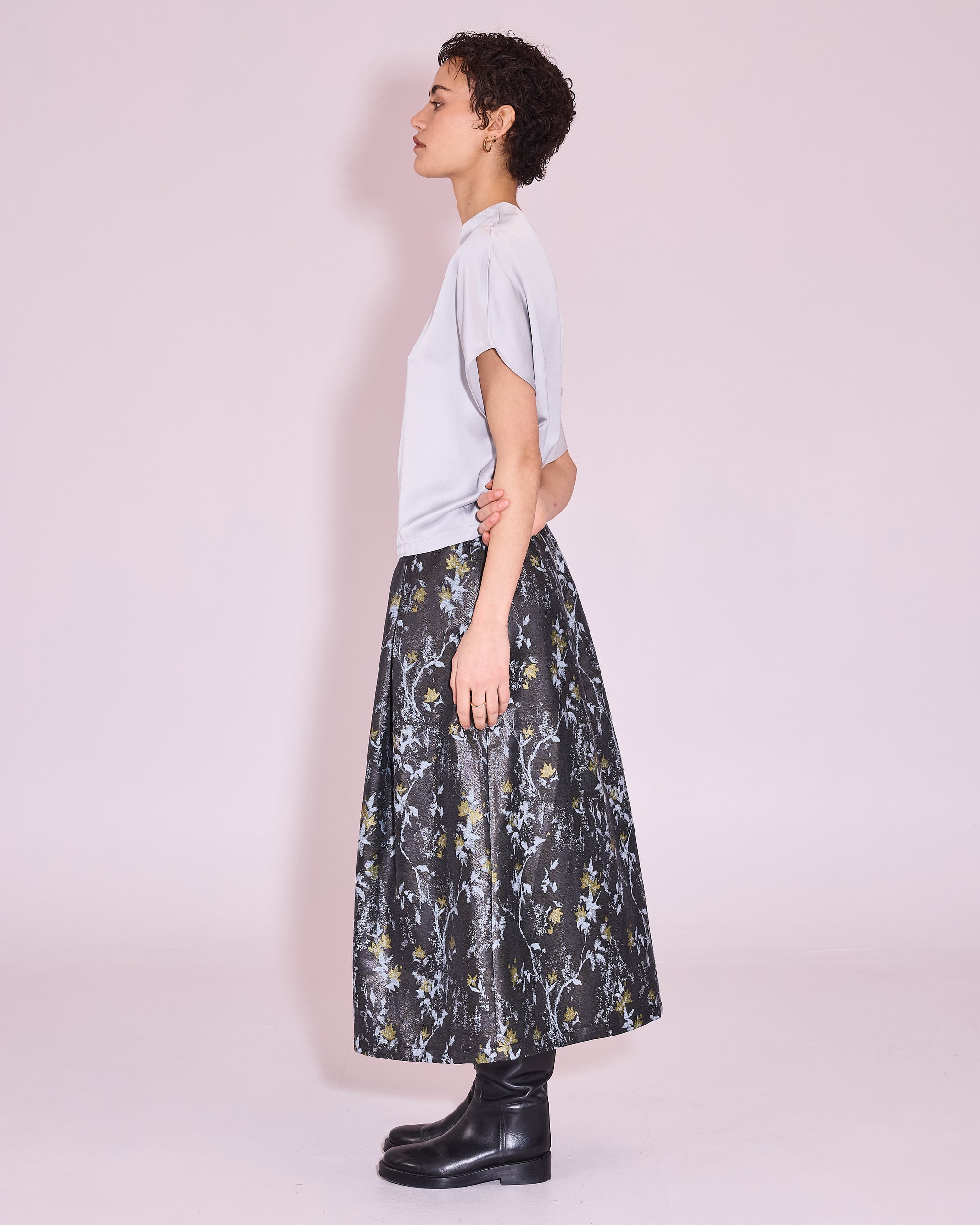 Joplin skirt in anthracite floral jacquard