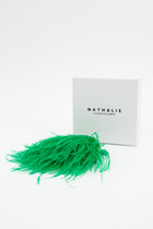 Zaza brooch in grass green feathers