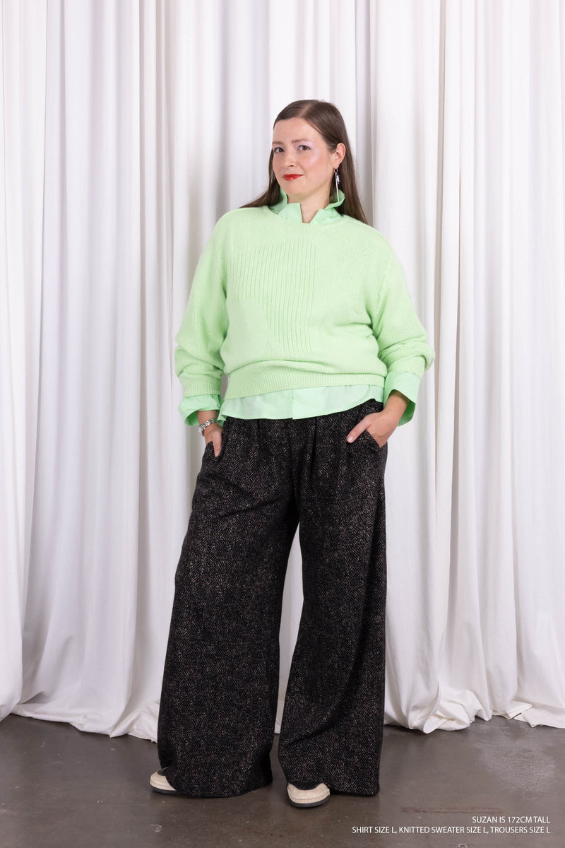 Egbert trousers in black herringbone