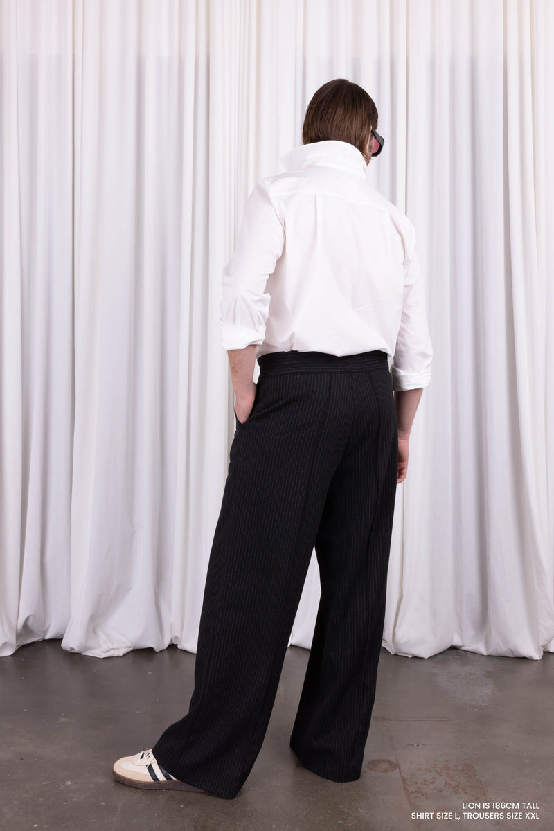 Egon black pinstripe trousers