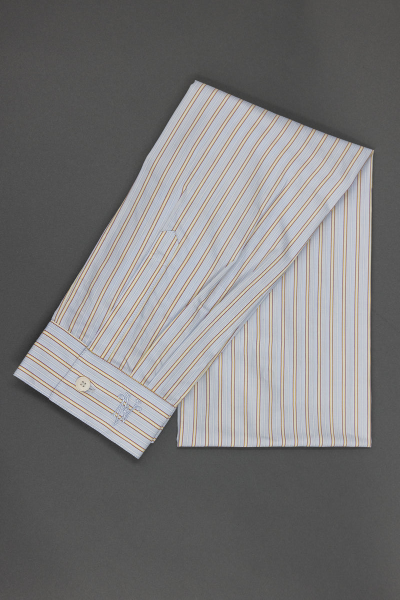 Ganna sjaaltje in blue brown vintage cotton stripes