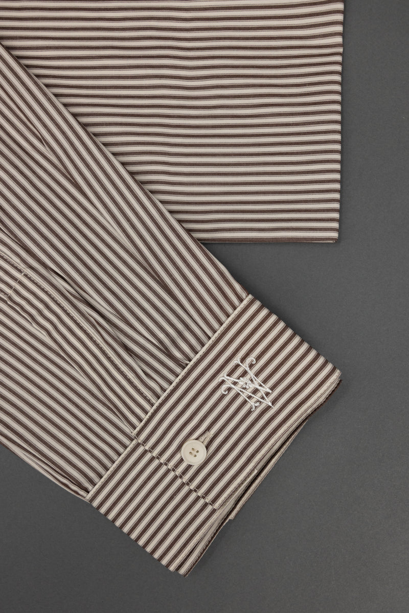 Ganna sjaaltje in brown ecru vintage cotton stripes