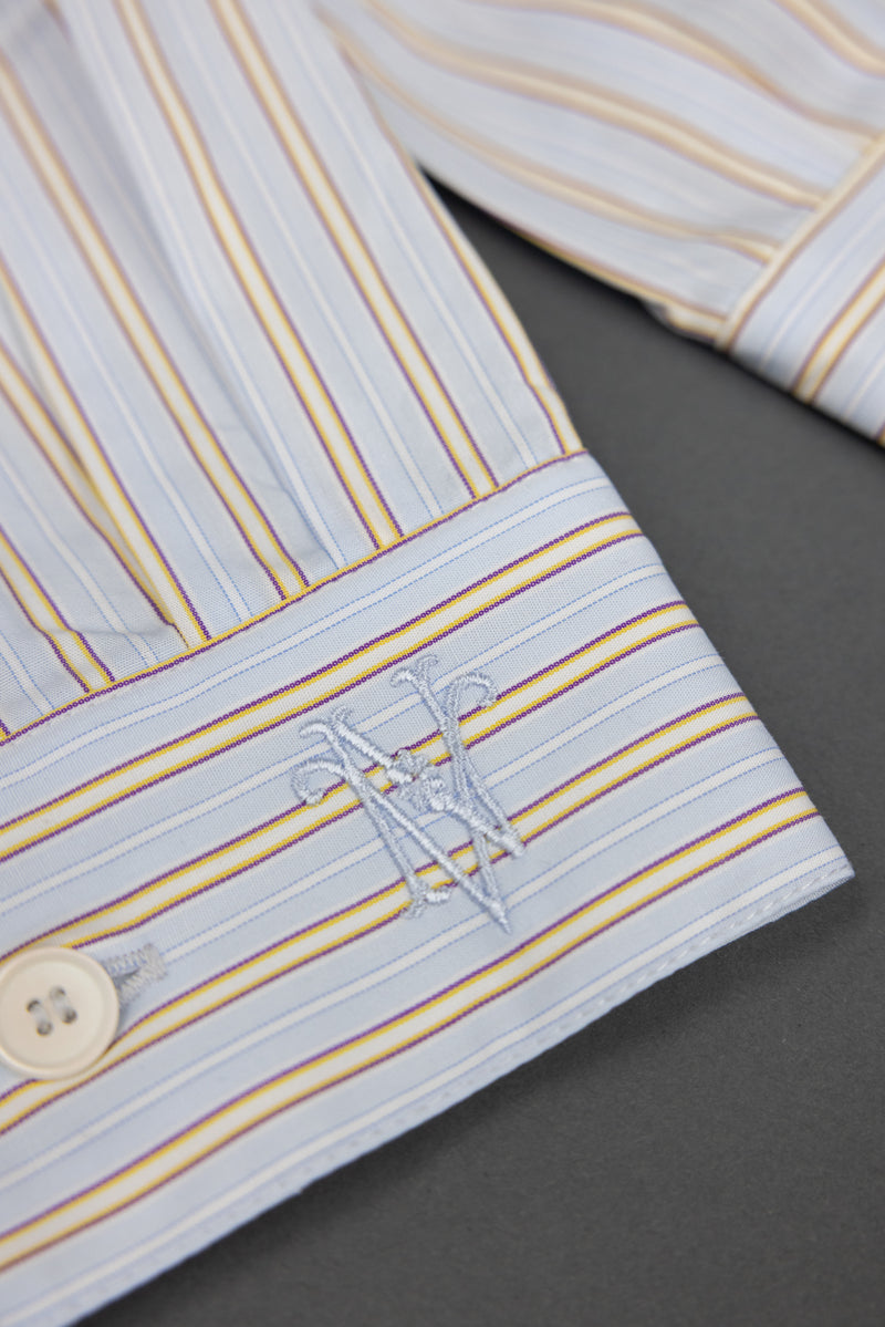 Ganna sjaaltje in blue brown vintage cotton stripes