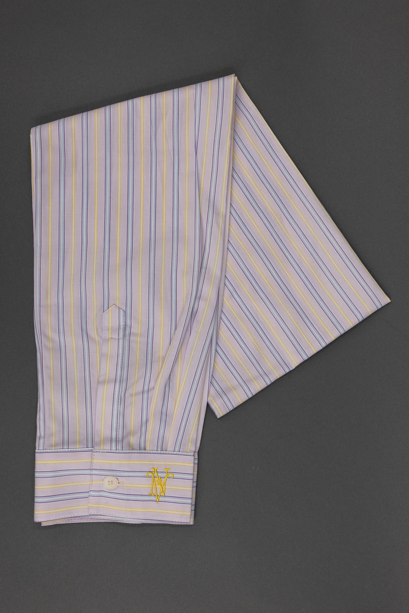 Ganna sjaaltje in lilac blue vintage cotton stripes