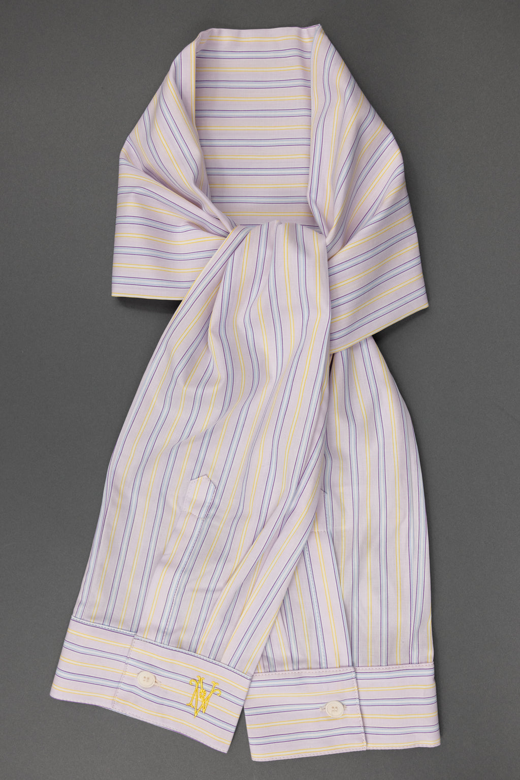 Ganna sjaaltje in lilac blue vintage cotton stripes