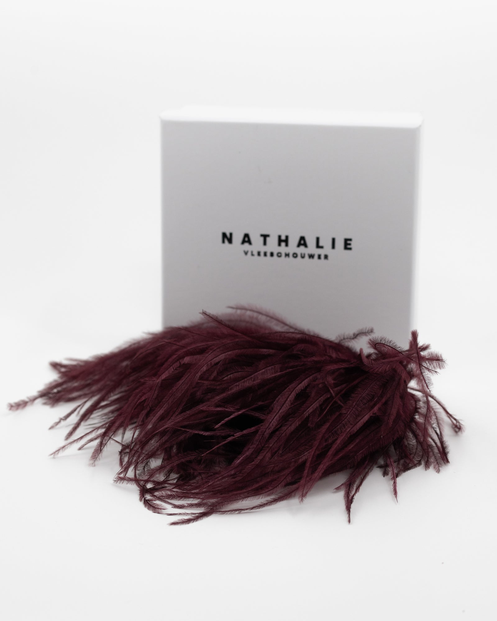 Zaza Brosche mit Federn in Merlot
