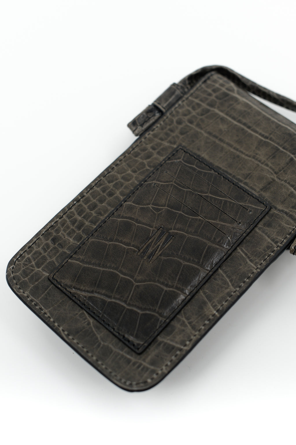 Smartphone bag in croco black olive