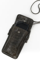 Smartphone bag in croco black olive