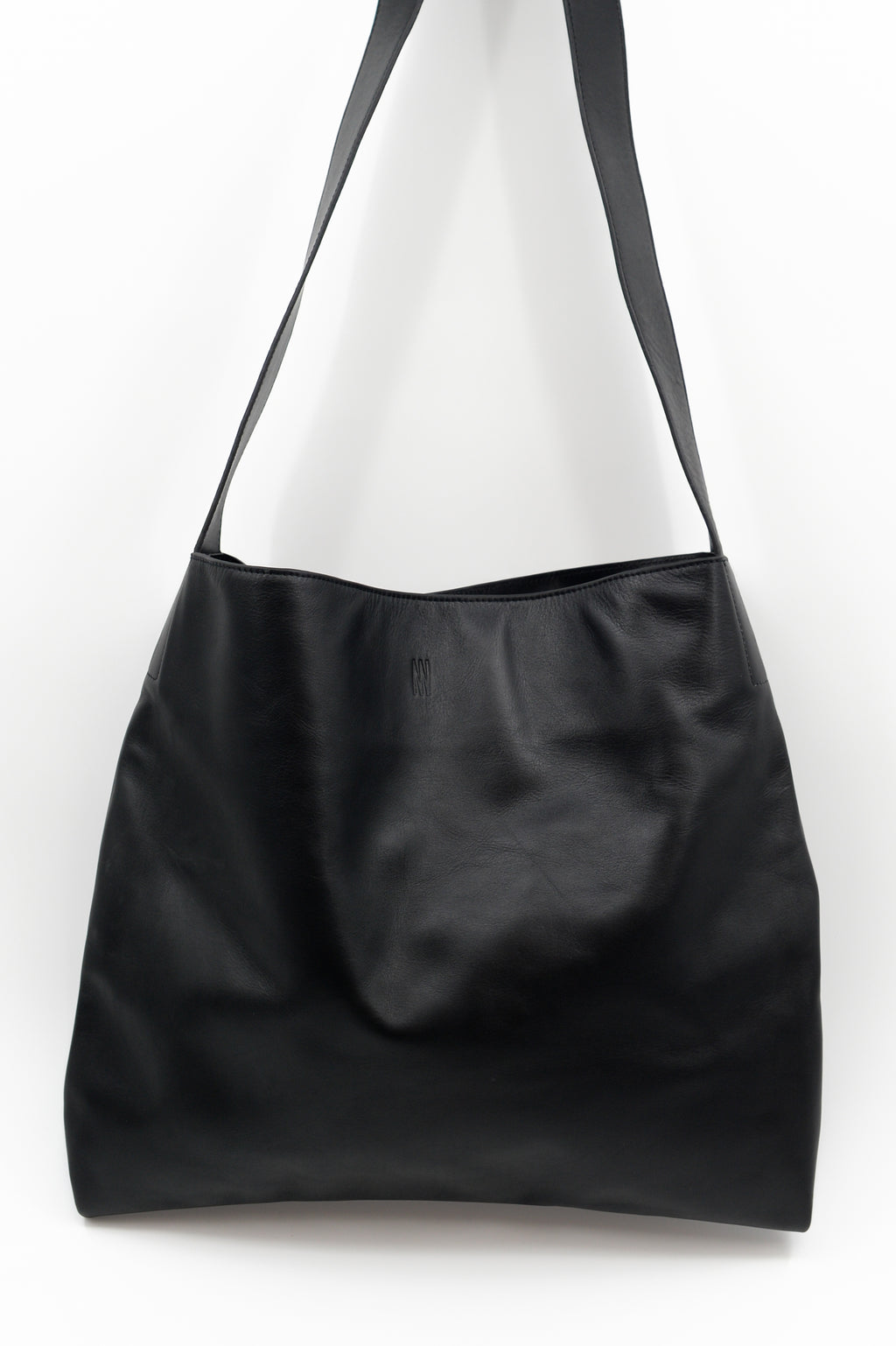Big crossbody handbag in black nappa leather