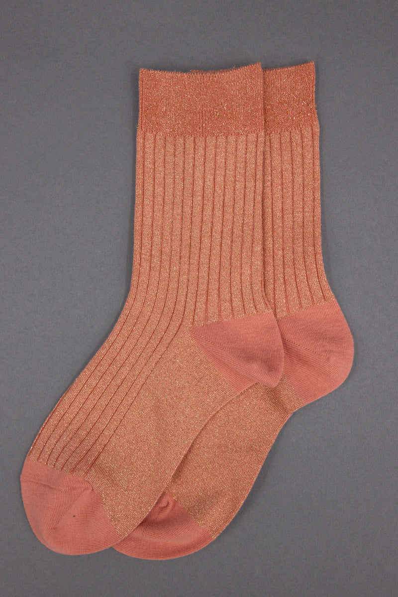 Gido lurex sock in rose+gold