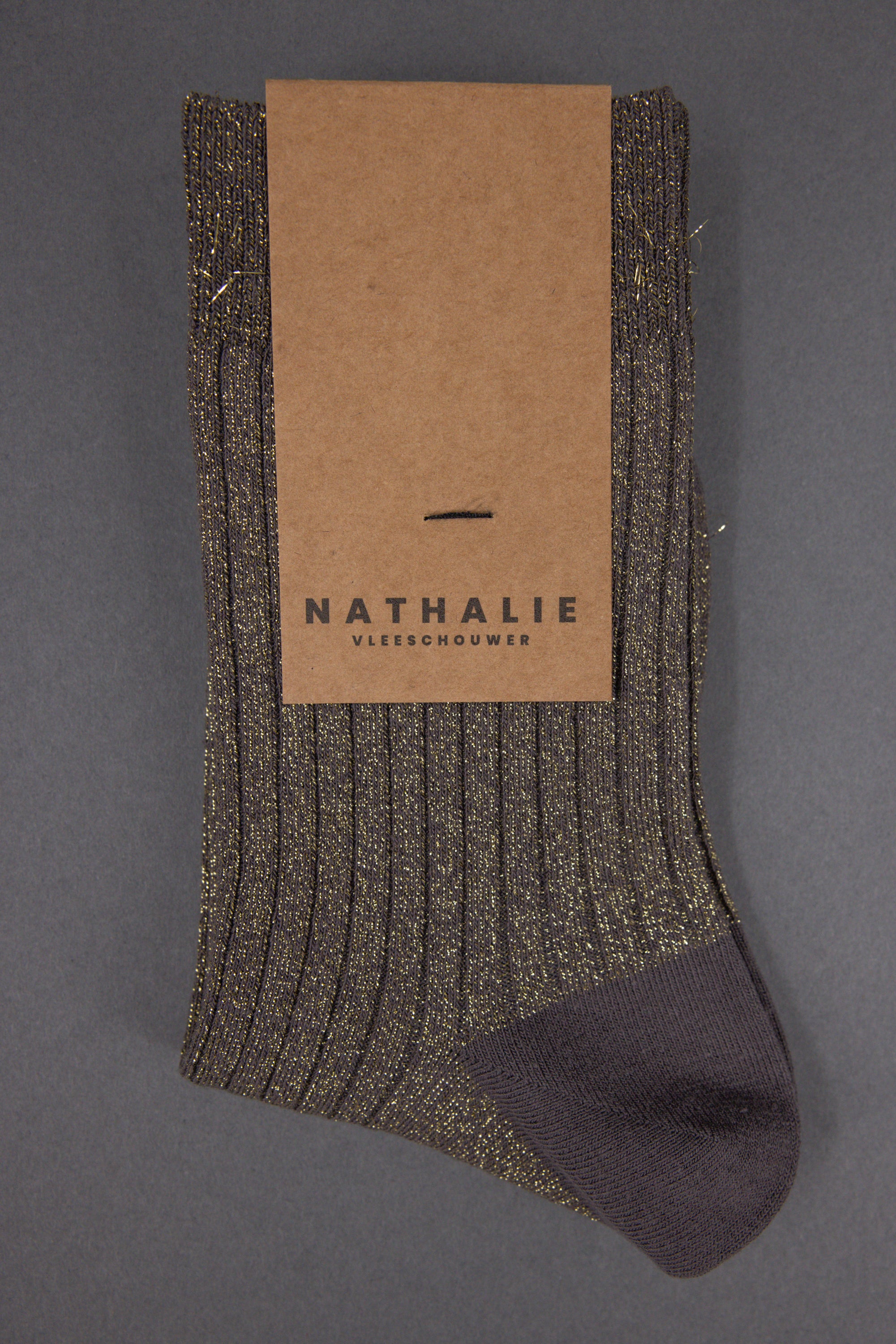 Gido lurex sock in sand+gold