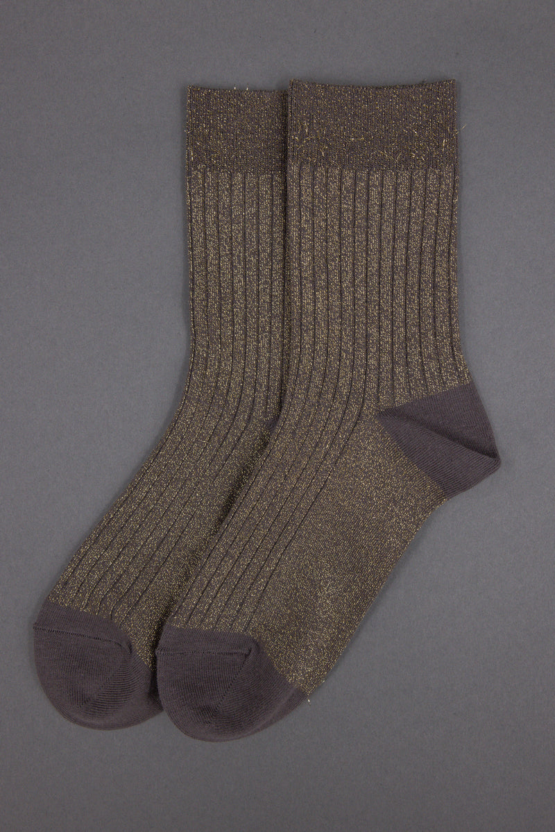 Gido lurex sock in sand+gold