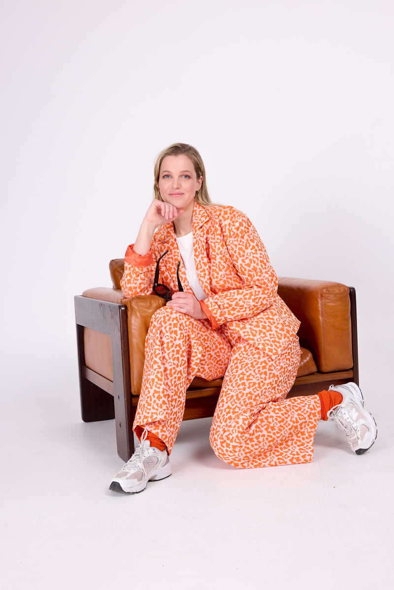 Zoëlla broek in oranje leopard