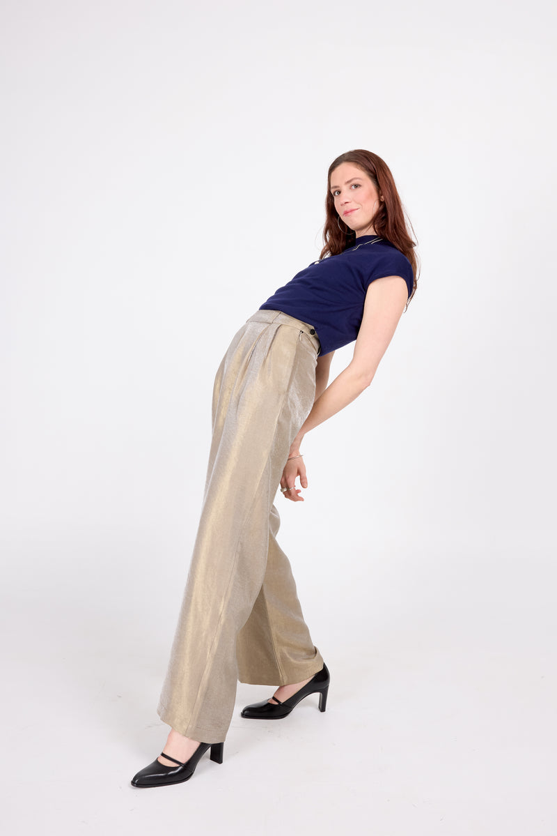 Castor trousers in shiny champagne