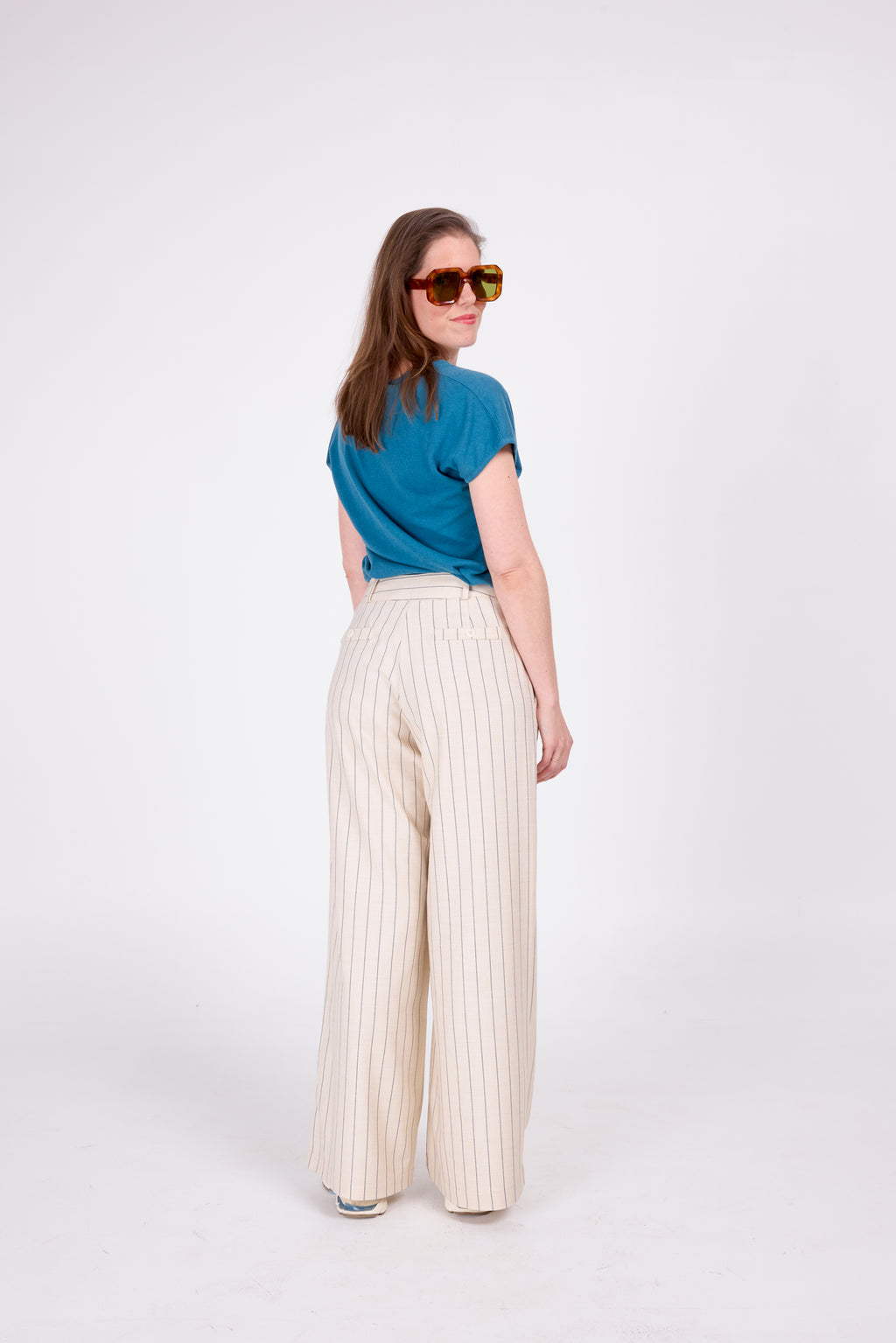 Zoella navy striped trousers