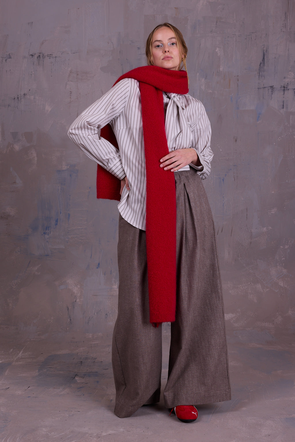 Ginny hemd in grey vintage cotton stripes