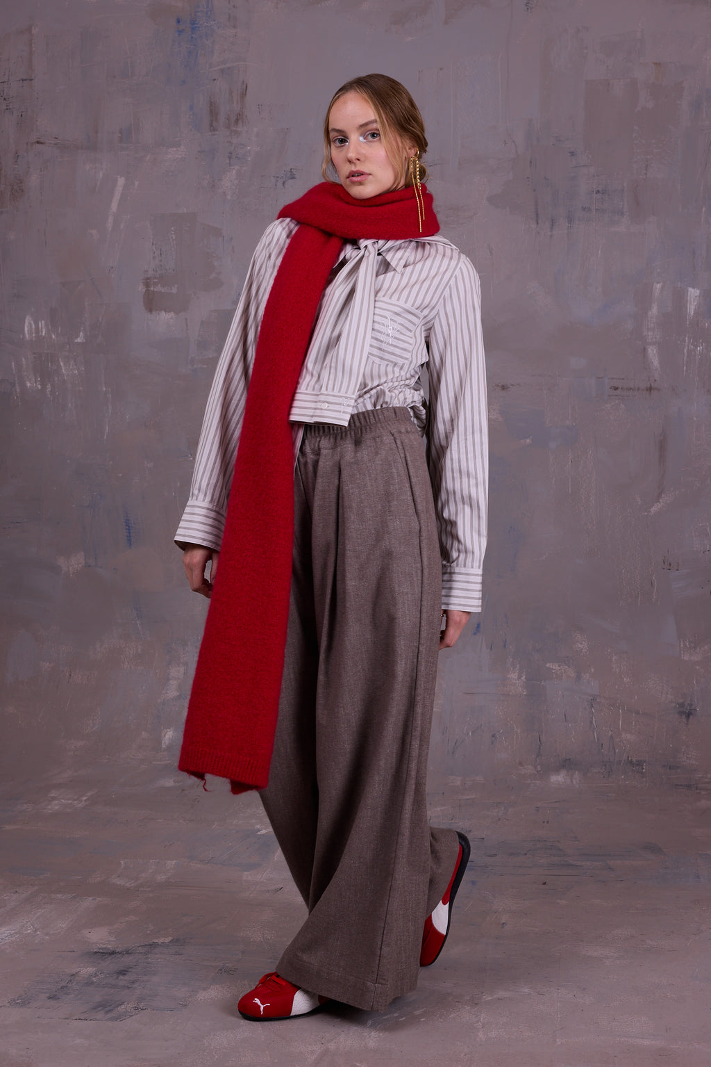 Ginny hemd in grey vintage cotton stripes