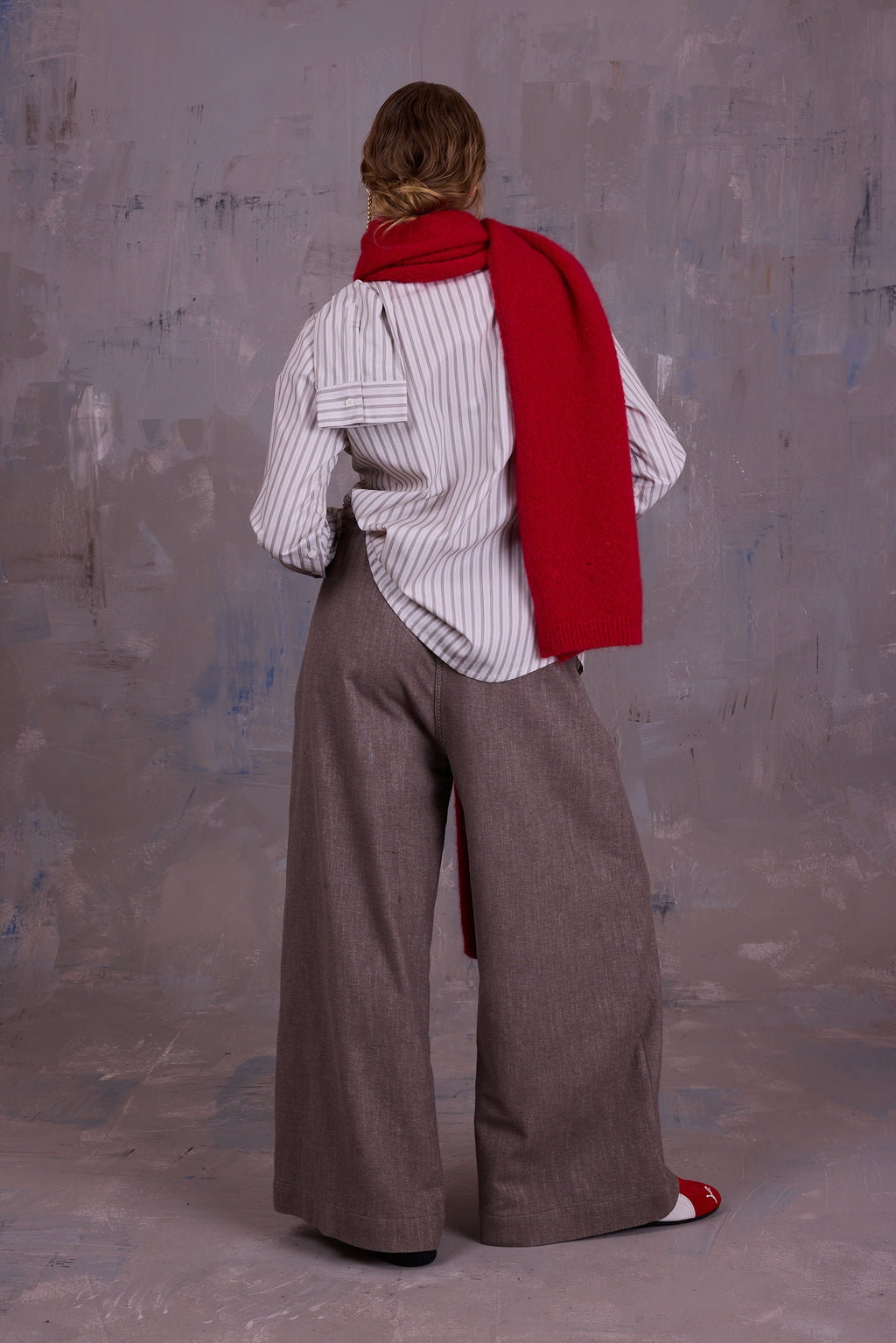 Ginny hemd in grey vintage cotton stripes