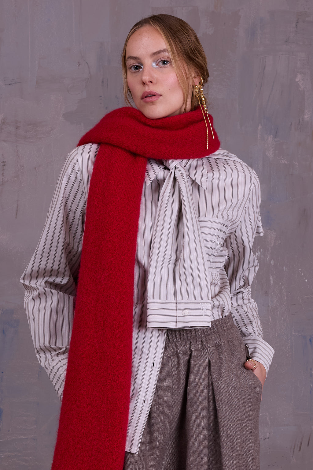 Ginny hemd in grey vintage cotton stripes