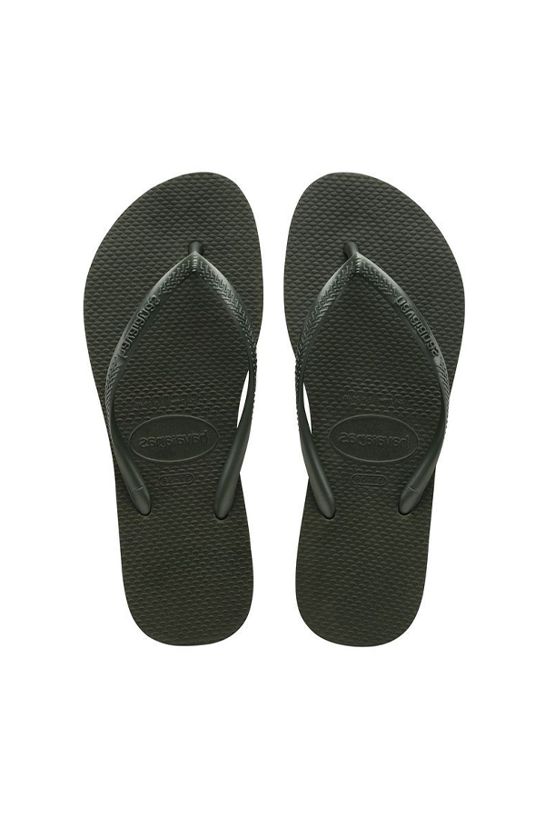 Slim flip flop in olive green