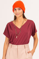 Bodine T-shirt in ruby cupro